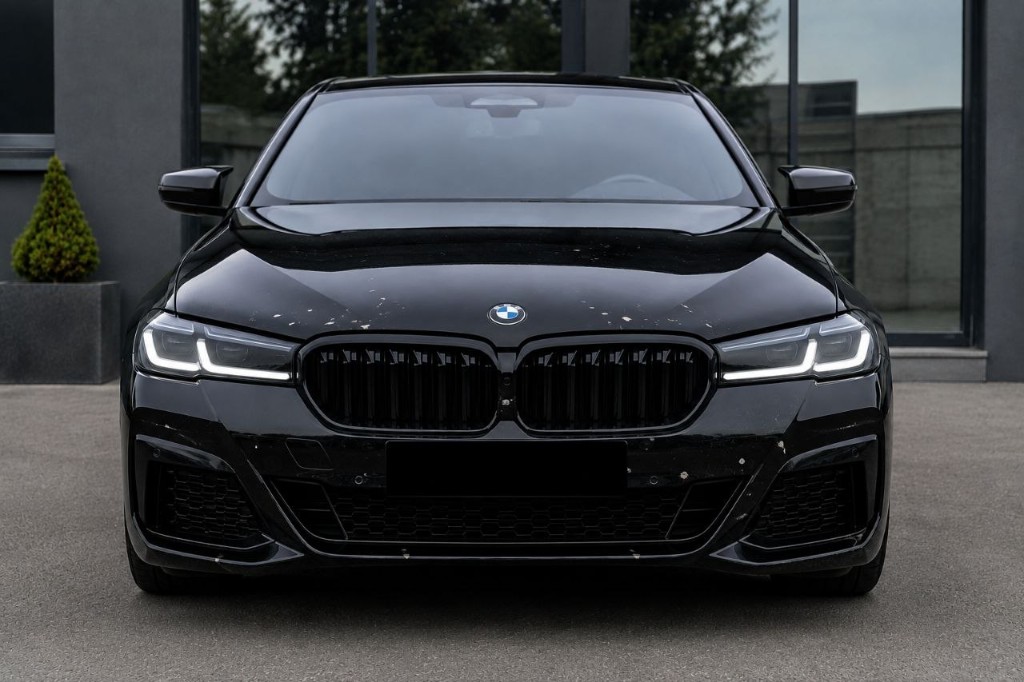 BMW 5 серии без плёнки — сколы от камней на капоте